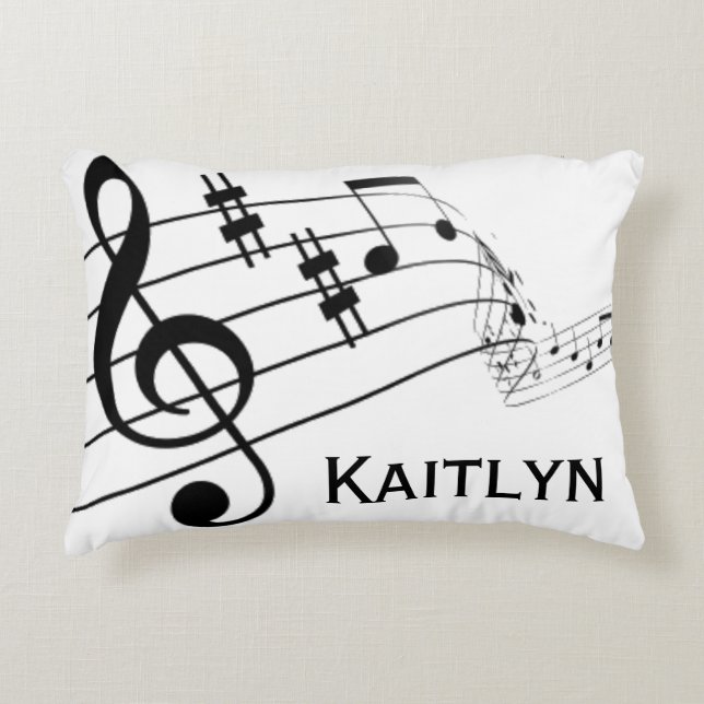 Musical Notes Treble Clef Personalized Decoratief Kussen (Voorkant)