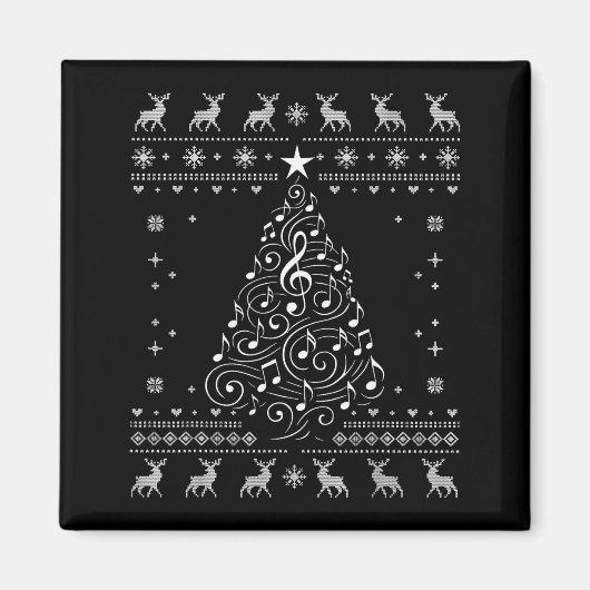Musical Notes Tree Christmas Ugly Sweater Xmas Magneet (Voorkant)