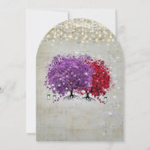 Musical Paars Red Heart Leaf Tree Wedding Kaart (Achterkant)