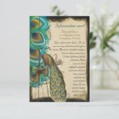 Musical Peacock Bird Cage Feather Wedding Invite Kaart (Staand voorkant)