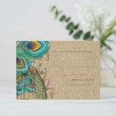 Musical Peacock Bird Cage Feather Wedidng RSVP (Staand voorkant)