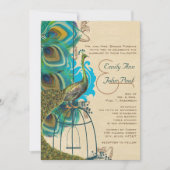 Musical Peacock Bird Cage Plume Météo Invitations (Devant)