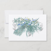 Musical Peacock Bird Weduwreactiekaart RSVP Kaartje (Voorkant)
