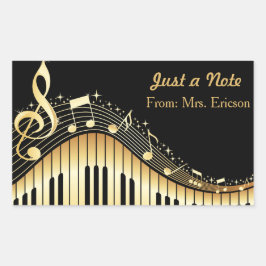 Musical Piano en Treble Clef gepersonaliseerde Sti Rechthoekige Sticker