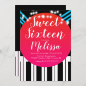 Musical Piano Red Carpet Style Night Sweet Sixteen Kaart (Voorkant / Achterkant)