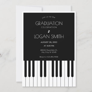 Musical piano zwart-wit Afstuderen Kaart
