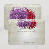 Musical Purple Red Heart Leaf Tree Mariage RSVP (Devant / Derrière)