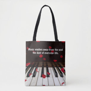 Musical Quote op Piano Keys-Canvas tas