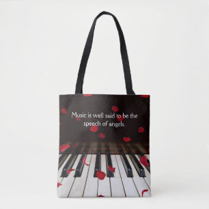 Musical Quote op Piano Keys-Canvas tas