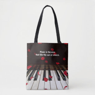Musical Quote op Piano Keys-Canvas tas