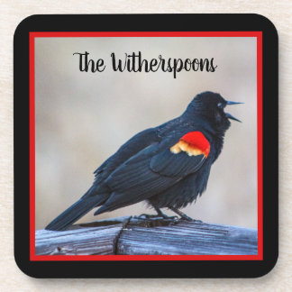 Musical Redwing Blackbird in Marsh Bier Onderzetter