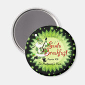 Musical Santa Elf Breakfast Invitation Magnet Magneet (Voorkant / Achterkant)