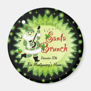 Musical Santa Elf KerstBrunch Invitation Magn Magneet