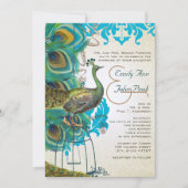 Musical Silver Peacock Bird Cage Invitations de pl (Devant)
