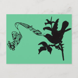 Musical Singing Black Bird Any Color Background Briefkaart
