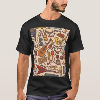 Musical Sketch: Kleurrijke naadloos. T-shirt