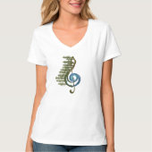 Musical Sol Key Natuur Symbool V-hals T-shirt (Voorkant)