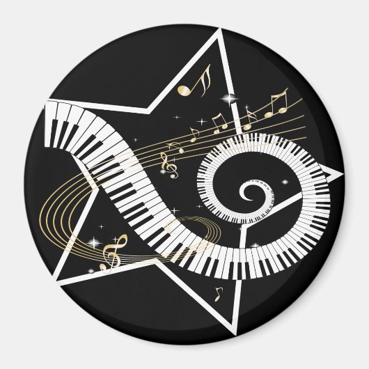 Musical Star golden notes Magneet (Voorkant)
