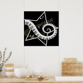 Musical Star golden notes Poster (Keuken)