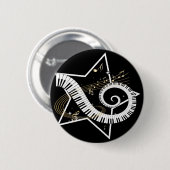 Musical Star golden notes Ronde Button 5,7 Cm (Voorkant /achterkant)