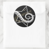 Musical Star golden notes Ronde Sticker (Tas)