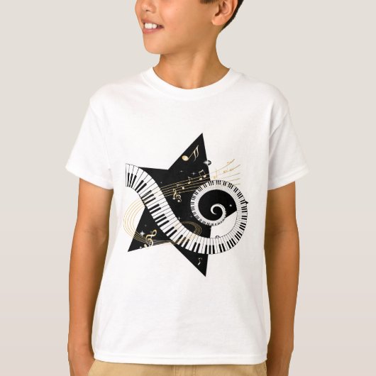 Musical Star golden notes T-shirt (Voorkant)