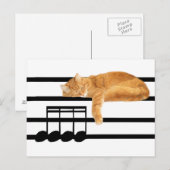 Musical tabby kitty cat briefkaart (Voorkant / Achterkant)