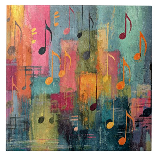 Musical Theme Abstract Art Tegeltje (Voorkant)