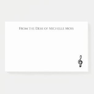 Musical Treble Clef Black White, gepersonaliseerd Post-it® Notes