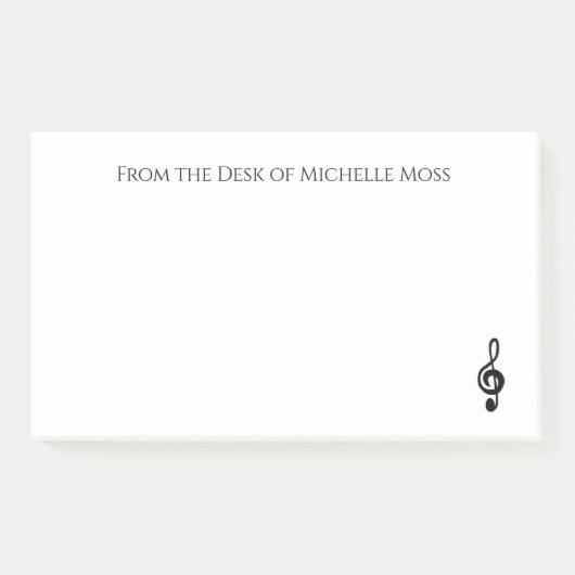 Musical Treble Clef Black White, gepersonaliseerd Post-it® Notes (Voorkant)