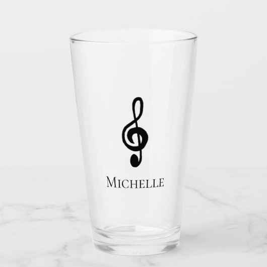 Musical Treble Clef Black White Glas (Voorkant)