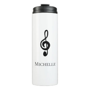 Musical Treble Clef Black White Thermosbeker