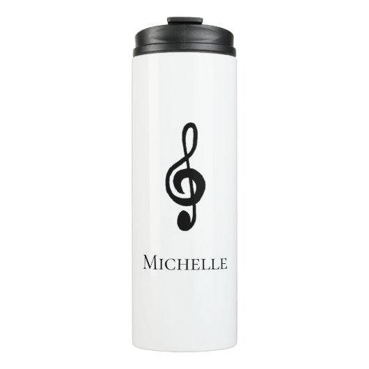 Musical Treble Clef Black White Thermosbeker (Voorkant)
