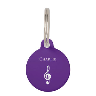 Musical Treble Clef Cute Paars Huisdierpenning