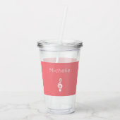 Musical Treble Clef Cute Pink Acryl Drinkbeker (Achterkant)