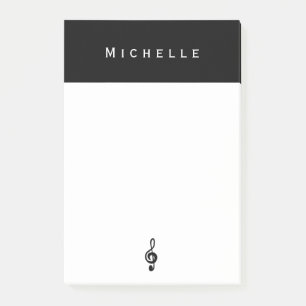 Musical Treble Clef Music Symbol Black White Post-it® Notes