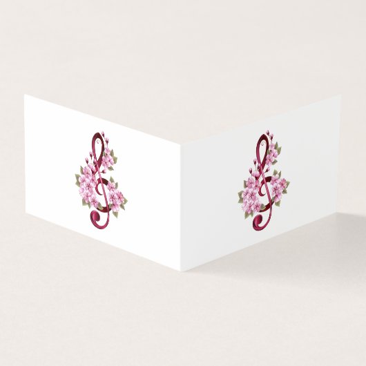 Musical treble clef notes with sakura flowers (Outside)