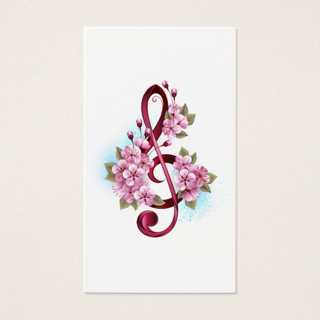 Musical treble clef notes with sakura flowers (Devant)