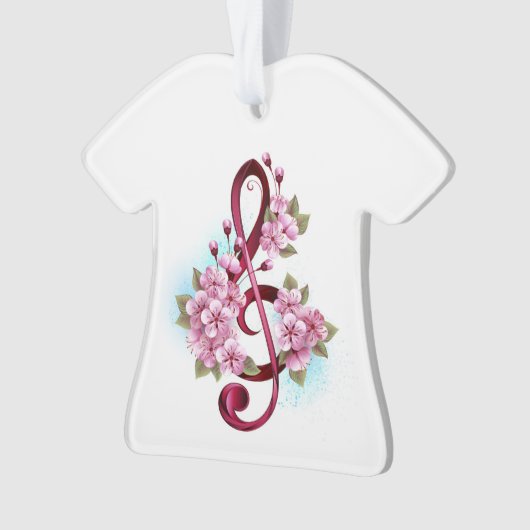Musical treble clef notes with sakura flowers (devant)