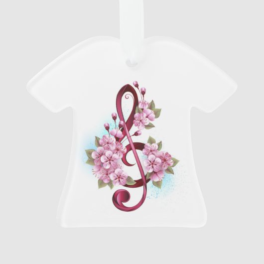 Musical treble clef notes with sakura flowers (dos)