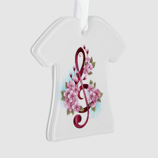 Musical treble clef notes with sakura flowers (devant)