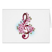 Musical treble clef notes with sakura flowers (Devant Horizontal)