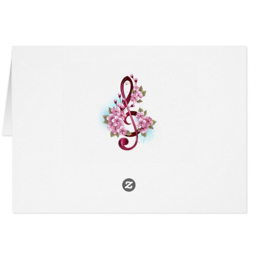 Musical treble clef notes with sakura flowers (Dos Horizontal)