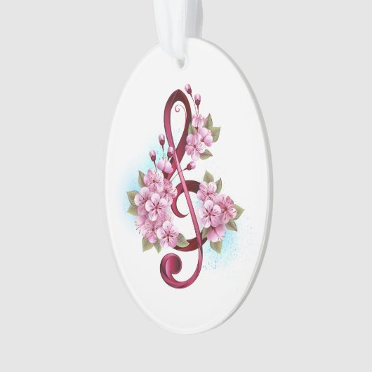 Musical treble clef notes with sakura flowers (devant)