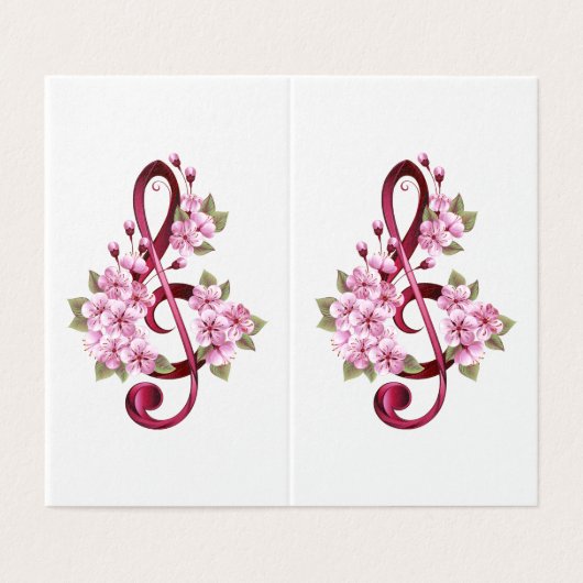Musical treble clef notes with sakura flowers (Outside Unfolded)