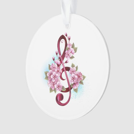 Musical treble clef notes with sakura flowers (devant)