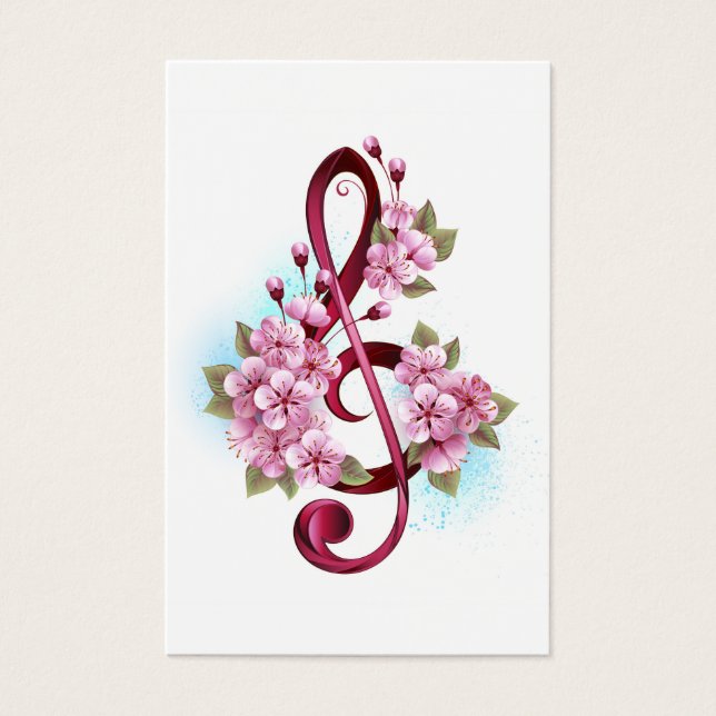 Musical treble clef notes with sakura flowers (Devant)