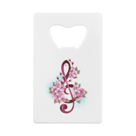 Musical treble clef notes with sakura flowers (Dos)