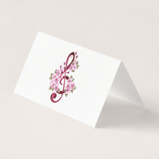 Musical treble clef notes with sakura flowers (Back)