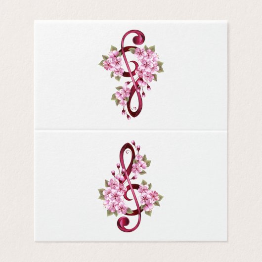 Musical treble clef notes with sakura flowers (Outside Unfolded)